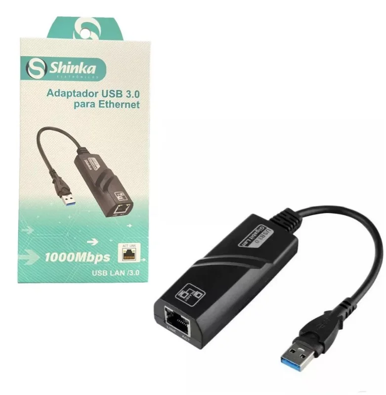 Placa de Rede Usb 3.0 X Rj45 Glan Shinka 10/100/1000 Cod: 4559